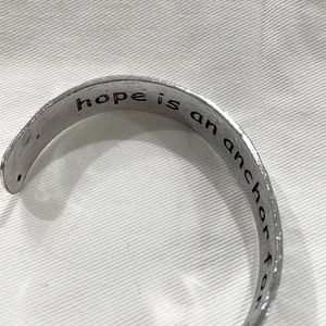 Silver Engraved Bangel “Hope is an anchor for the soul”